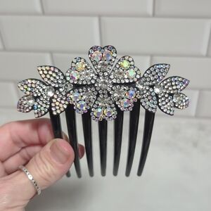 Rhinestone Crystal Floral Rhinestone Hair Comb Large Size